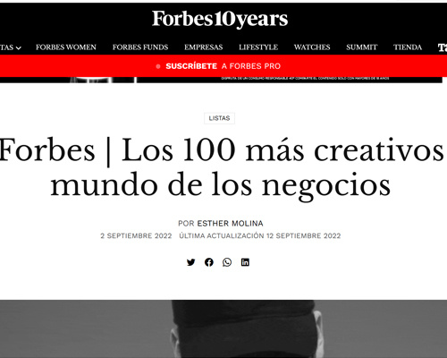 Lista Forbes de los 100 mejores creativos en negocios del 2022
